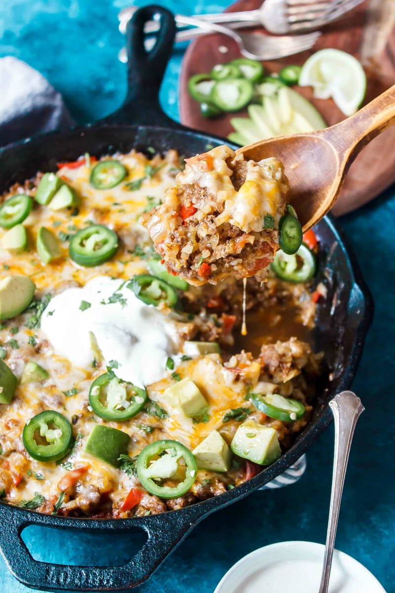 Cheesy Keto Mexican Taco Skillet - Easy Keto Ground Beef Recipes