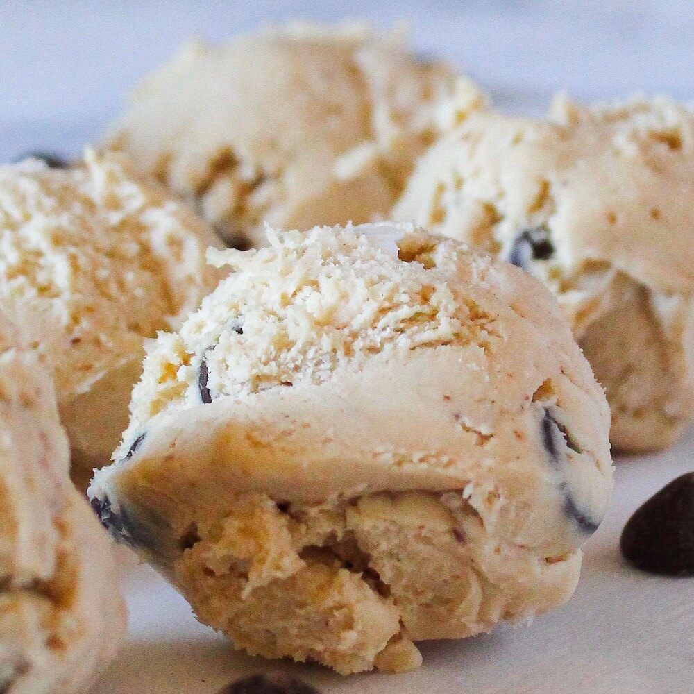 Close-up of cookie dough ball
