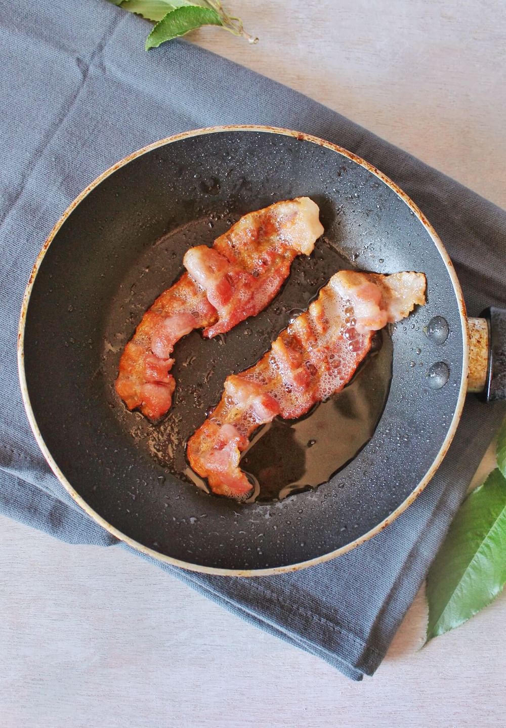 Keto Classic BLT Recipe - Bacon Cooking In Skillet