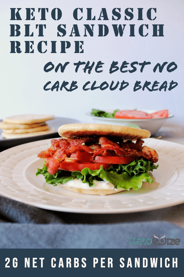 Keto Classic BLT Sandwich On The Best No Carb Cloud Bread. Only 2 grams of net carbs per sandwich.