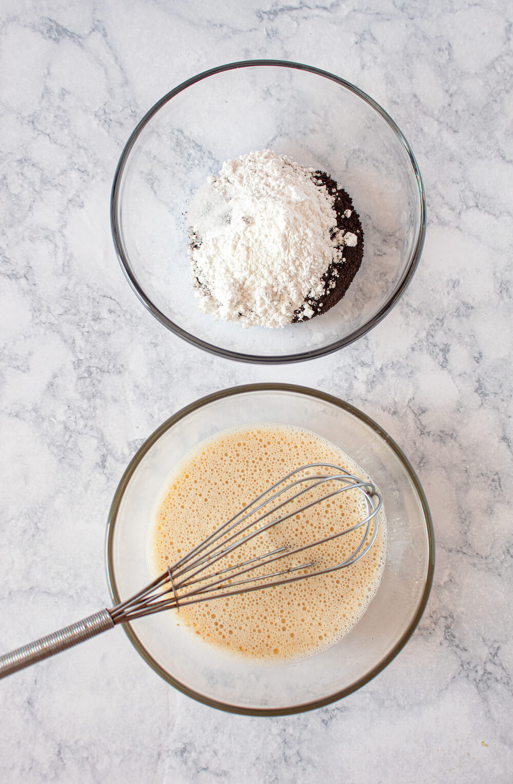 Mix the wet and dry ingredients separately for this recipe.