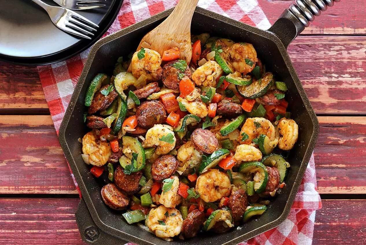 20-Minute Shrimp and Sausage Paleo Skillet Meal